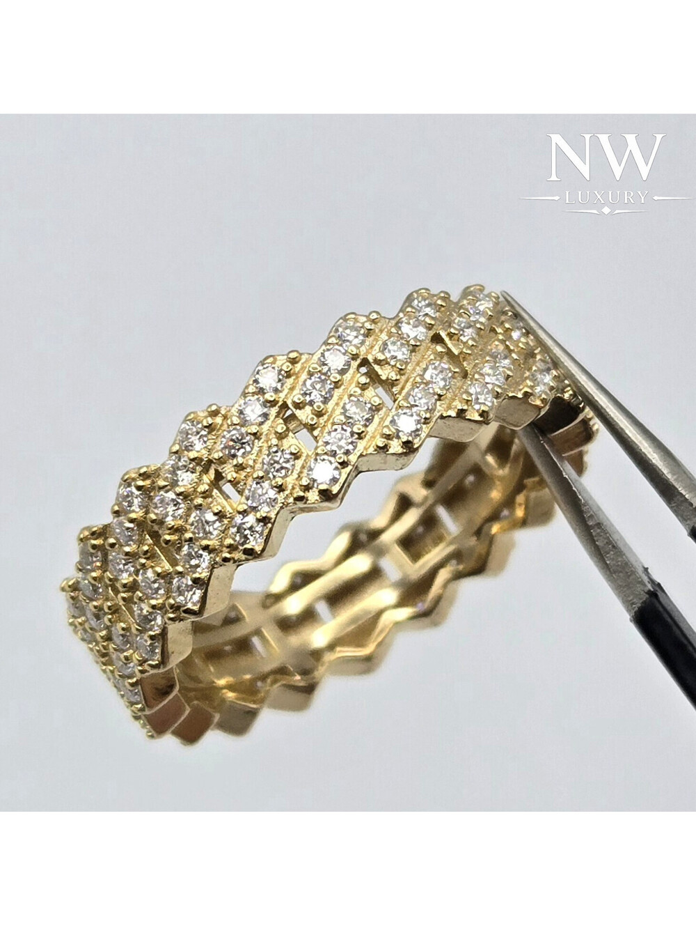 1.5ctw MOISSANITE Eternity Band Ring VVS1 D, 925 Sterling Silver, 14K Gold over